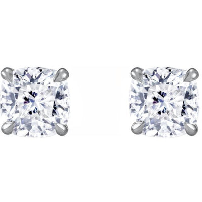 Cushion "First Crush" Crush Ice Moissanite 4 Prong Earrings-FIRE & BRILLIANCE