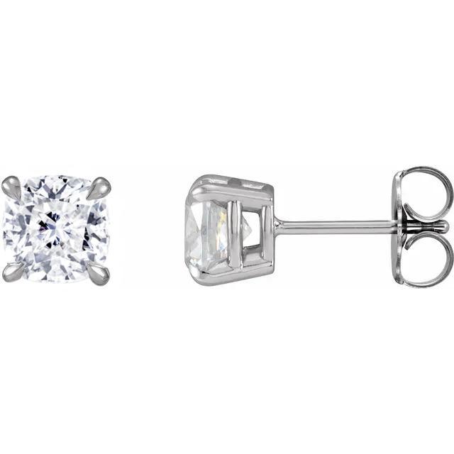 Cushion "First Crush" Crush Ice Moissanite 4 Prong Earrings-FIRE & BRILLIANCE