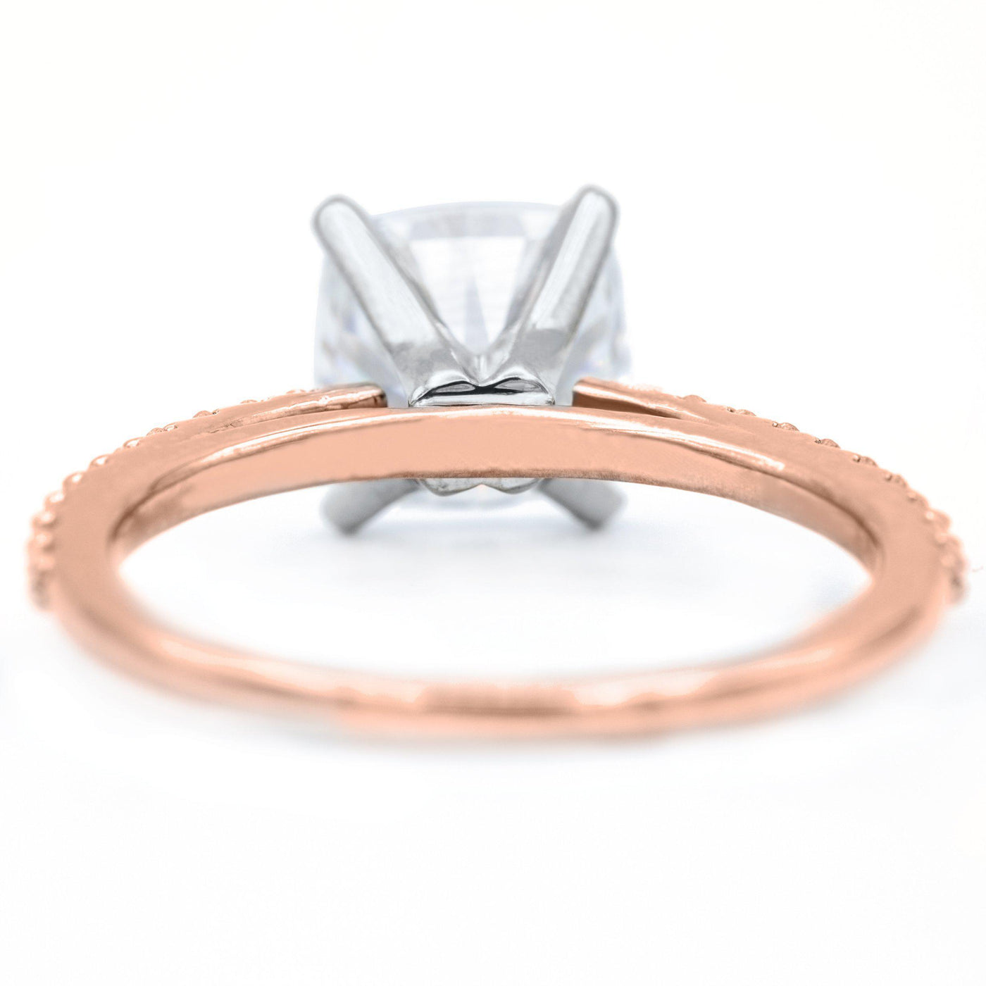 Cushion Hearts & Arrows Moissanite 4 Prongs Diamond Accent Ice Cathedral Solitaire Ring-Solitaire Ring-Fire & Brilliance ®