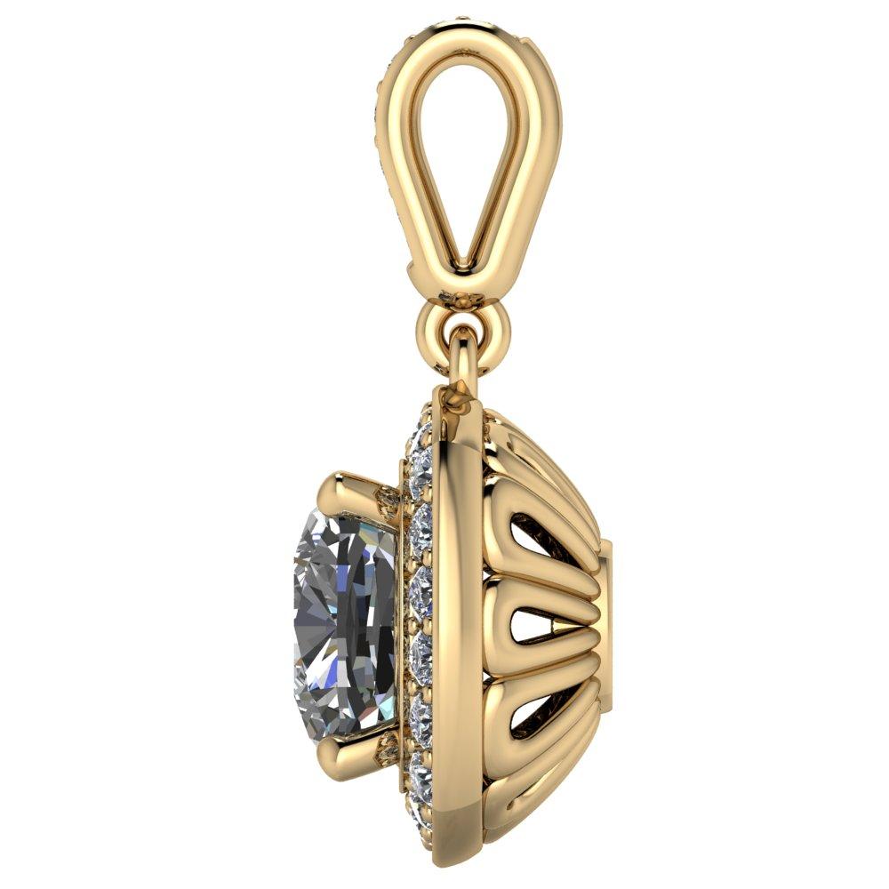 Cushion Moissanite 4 Prong Diamond Halo and Bail Pendant-Pendants-Fire & Brilliance ®