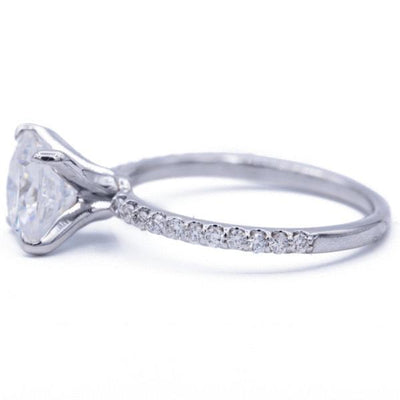 Cushion Moissanite 4 Prongs Diamond Accent Ice Solitaire Ring-Solitaire Ring-Fire & Brilliance ®