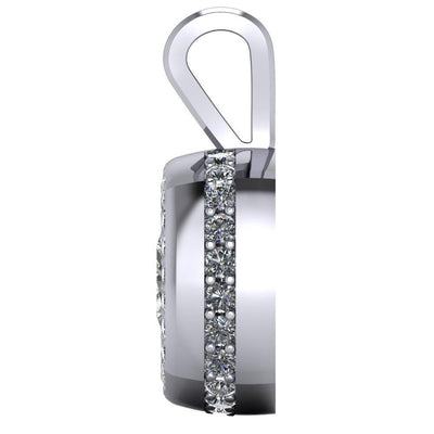 Cushion Moissanite Bezel Diamond Halo Pendant-Pendants-Fire & Brilliance ®