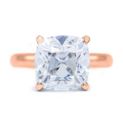 Cushion Old Mine Cut (OMC) Heirloom Moissanite 4 Prongs FANCY Solitaire Ring-Solitaire Ring-Fire & Brilliance ®