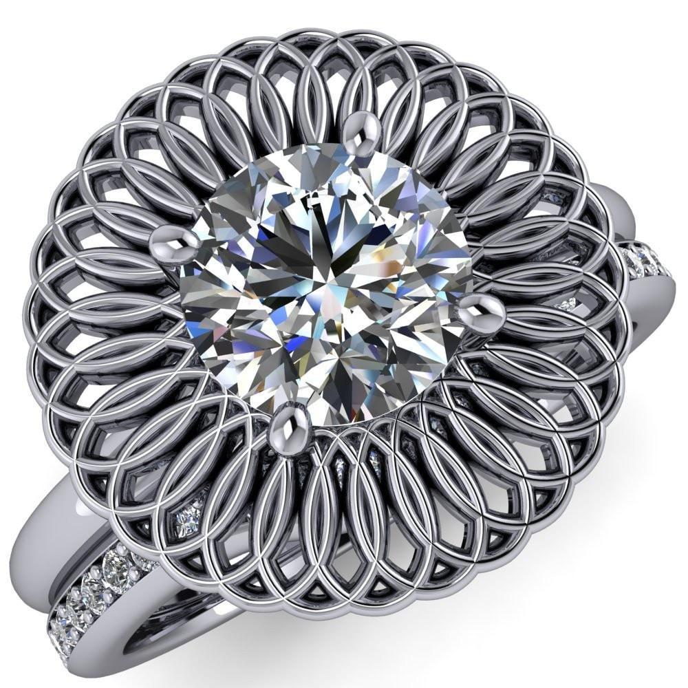 Dahlia Round Moissanite 4 Prong Engagement Ring-Custom-Made Jewelry-Fire & Brilliance ®