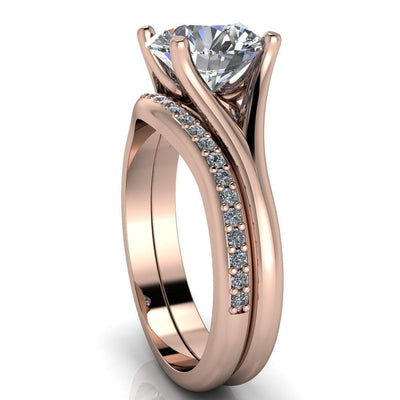 Dakota Round Moissanite 4 Prong Split Shank Ring-Custom-Made Jewelry-Fire & Brilliance ®