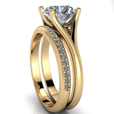Dakota Round Moissanite 4 Prong Split Shank Ring-Custom-Made Jewelry-Fire & Brilliance ®