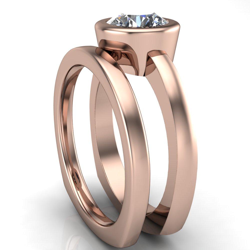 Danae Round Moissanite Full Bezel Set Euro Shank Solitaire Ring-Custom-Made Jewelry-Fire & Brilliance ®