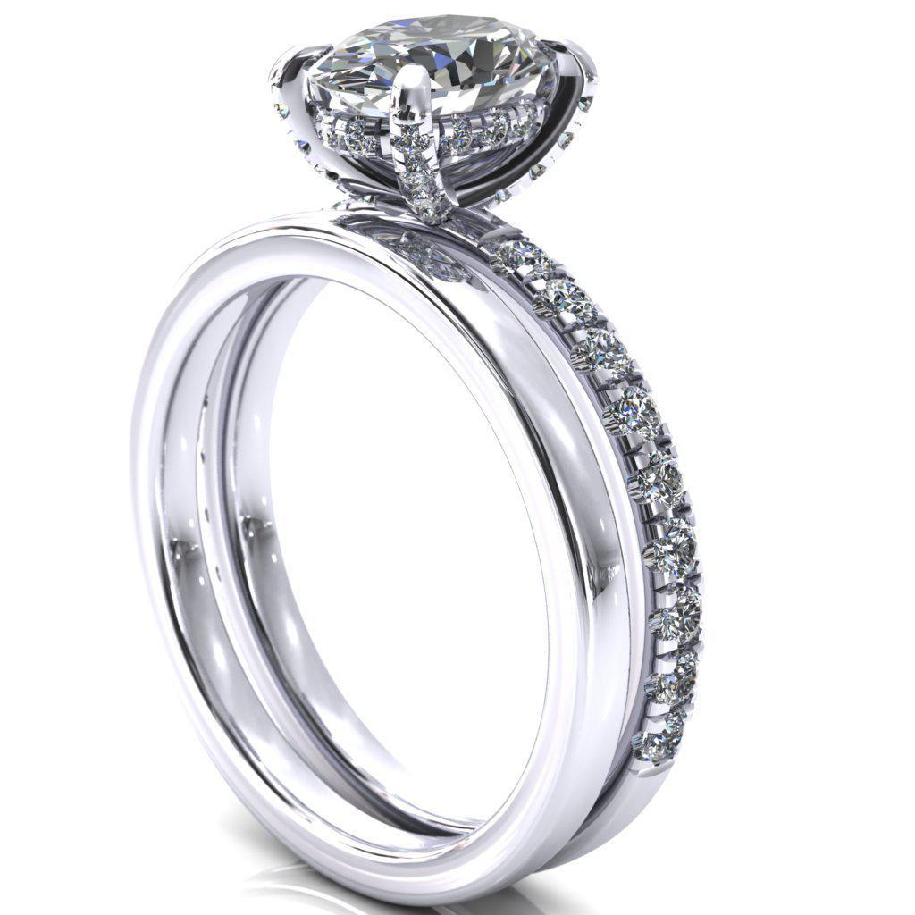 Daneli Oval Moissanite 4 Claw Prong Micro Pave Diamond Sides Engagement Ring-FIRE & BRILLIANCE