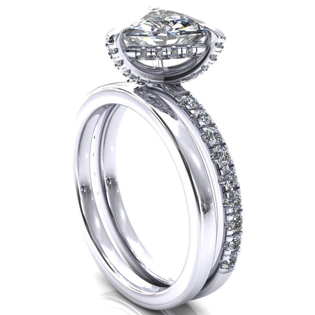 Daneli Trillion Moissanite 3 Claw Prong Micro Pave Diamond Sides Engagement Ring-FIRE & BRILLIANCE