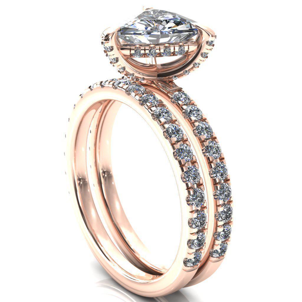 Daneli Trillion Moissanite 3 Claw Prong Micro Pave Diamond Sides Engagement Ring-FIRE & BRILLIANCE