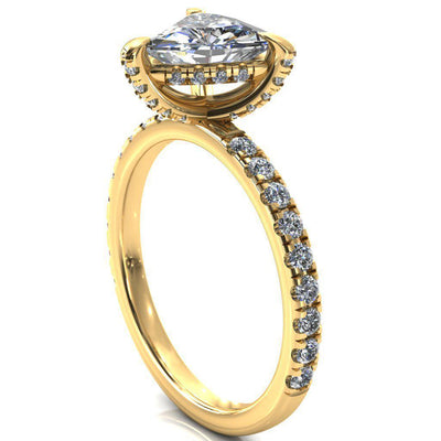 Daneli Trillion Moissanite 3 Claw Prong Micro Pave Diamond Sides Engagement Ring-FIRE & BRILLIANCE