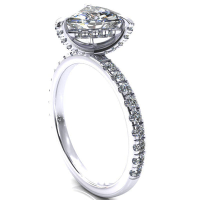 Daneli Trillion Moissanite 3 Claw Prong Micro Pave Diamond Sides Engagement Ring-FIRE & BRILLIANCE