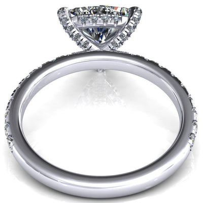 Daneli Trillion Moissanite 3 Claw Prong Micro Pave Diamond Sides Engagement Ring-FIRE & BRILLIANCE