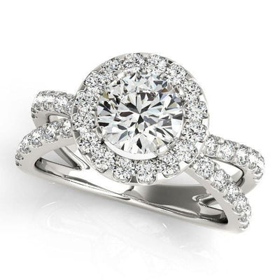 Danielle Round Moissanite Mirage Split Double Shank Halo Engagement Ring-Custom-Made Jewelry-Fire & Brilliance ®