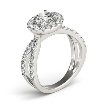 Danielle Round Moissanite Mirage Split Double Shank Halo Engagement Ring-Custom-Made Jewelry-Fire & Brilliance ®