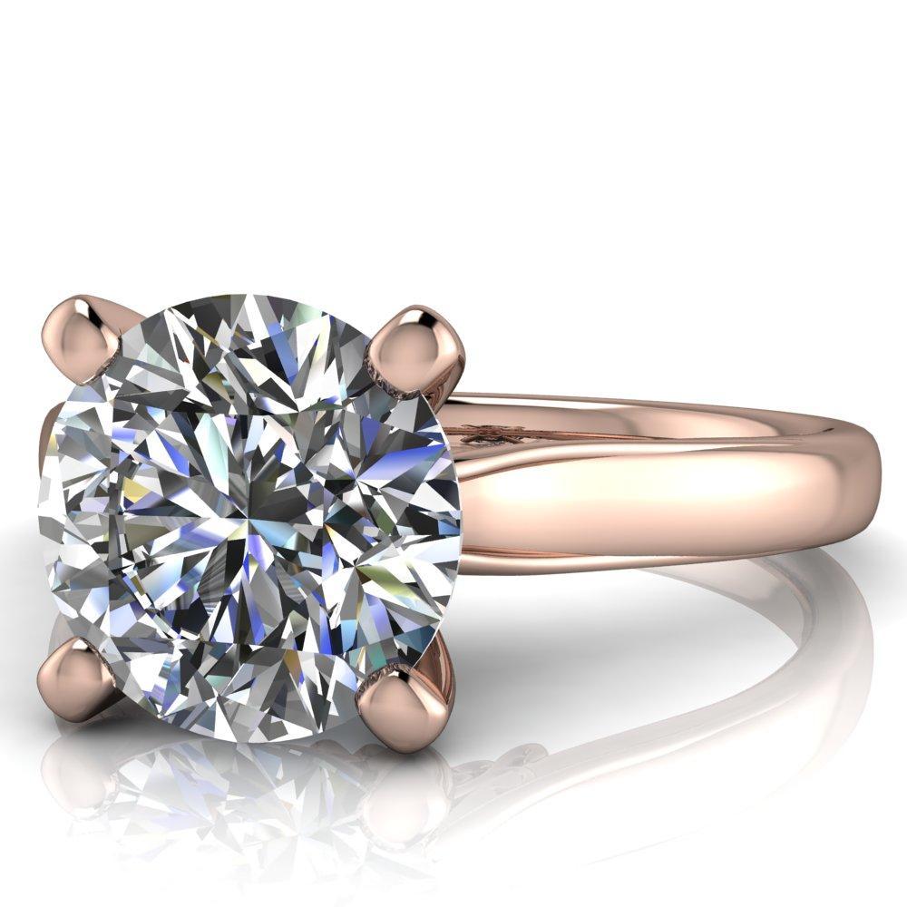 Daphne Round Moissanite 4 Prong Scrolls Bezel Accent Diamond Engagement Ring-Custom-Made Jewelry-Fire & Brilliance ®