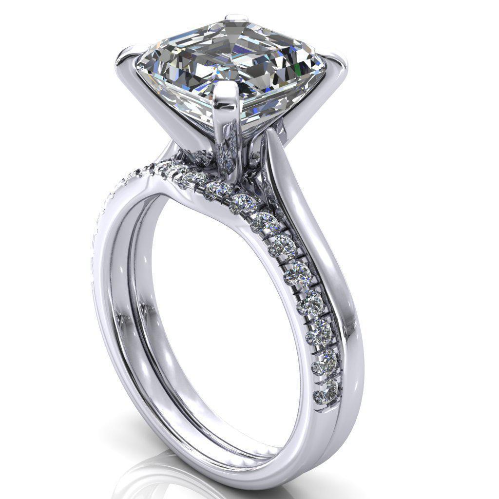 Darci Asscher Moissanite 4 Prong Cathedral Solitaire Engagement Ring-FIRE & BRILLIANCE