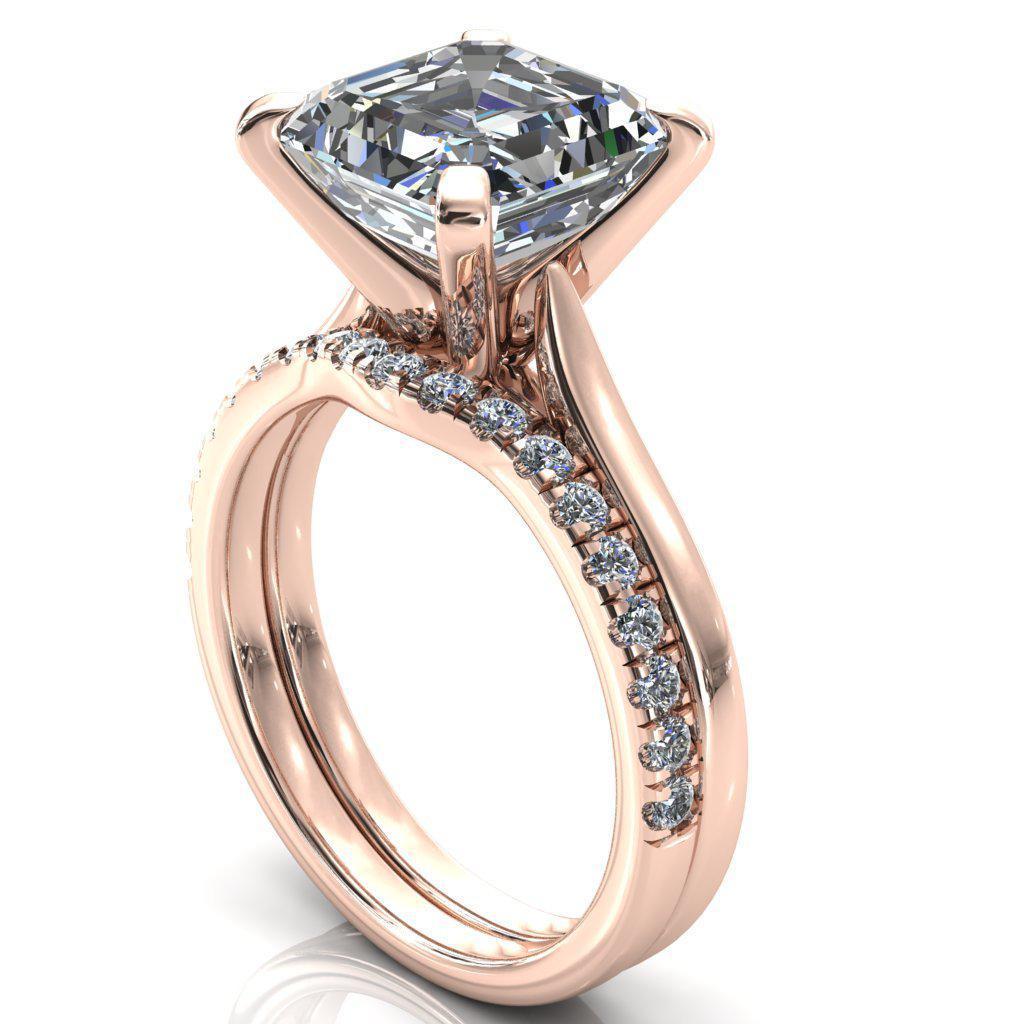 Darci Asscher Moissanite 4 Prong Cathedral Solitaire Engagement Ring-FIRE & BRILLIANCE