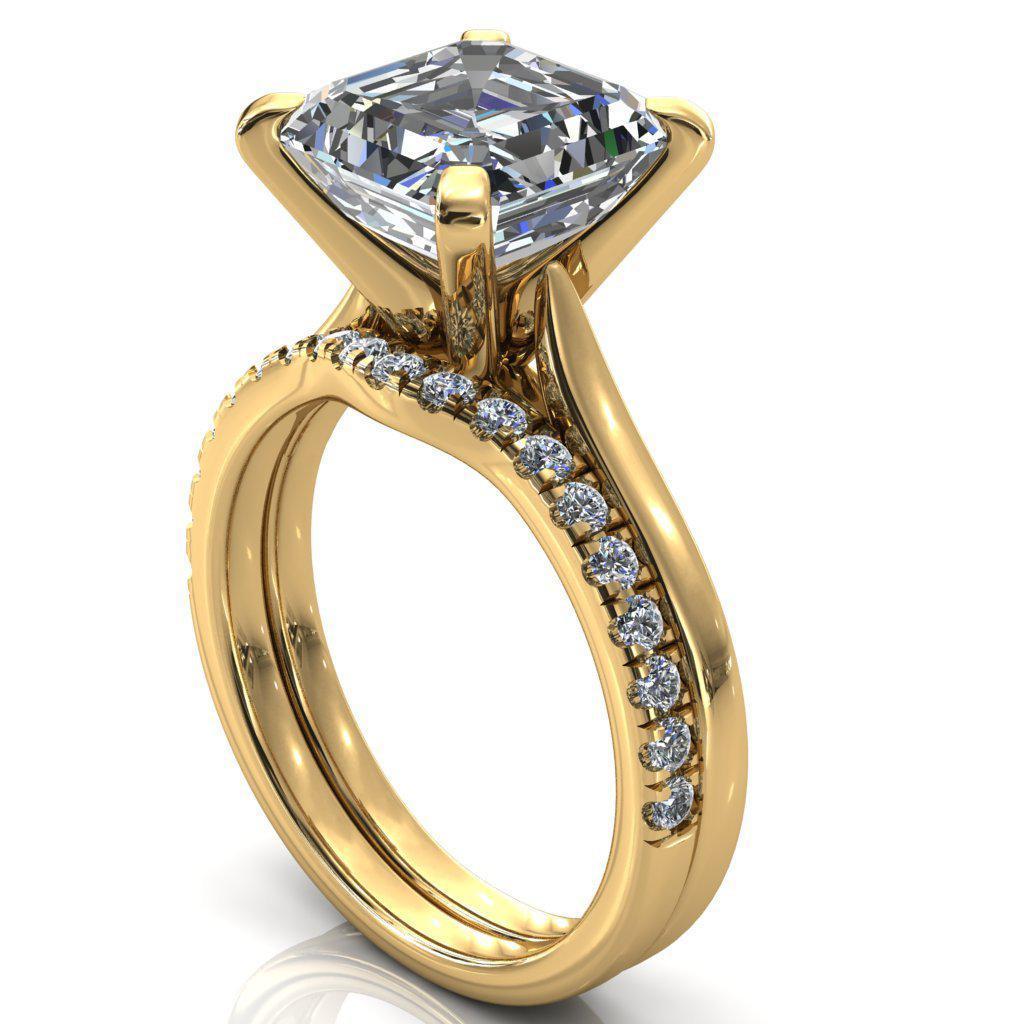 Darci Asscher Moissanite 4 Prong Cathedral Solitaire Engagement Ring-FIRE & BRILLIANCE