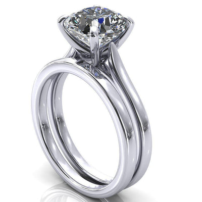 Darci Asscher Moissanite 4 Prong Cathedral Solitaire Engagement Ring-FIRE & BRILLIANCE