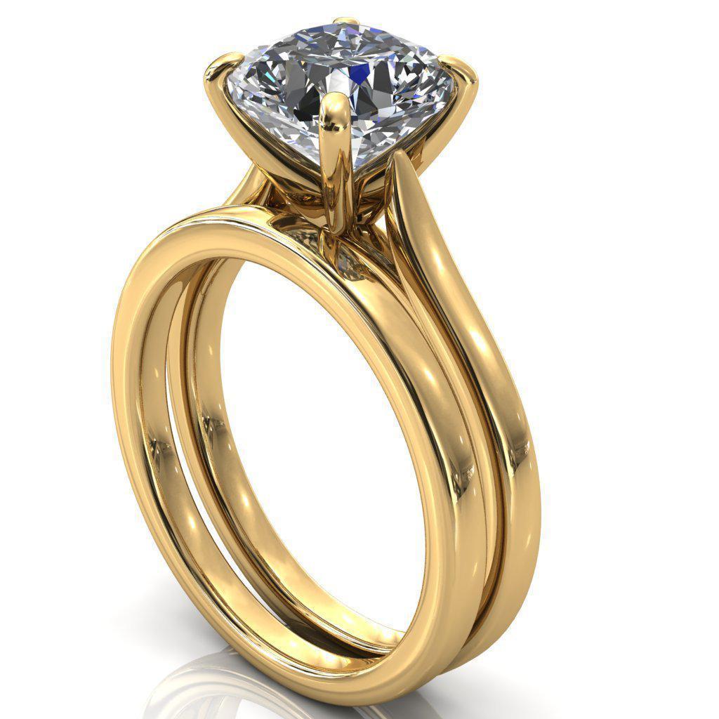 Darci Asscher Moissanite 4 Prong Cathedral Solitaire Engagement Ring-FIRE & BRILLIANCE