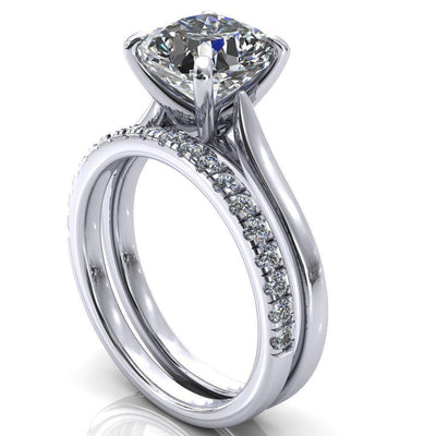 Darci Asscher Moissanite 4 Prong Cathedral Solitaire Engagement Ring-FIRE & BRILLIANCE