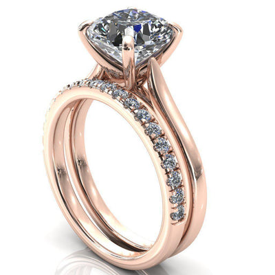 Darci Asscher Moissanite 4 Prong Cathedral Solitaire Engagement Ring-FIRE & BRILLIANCE