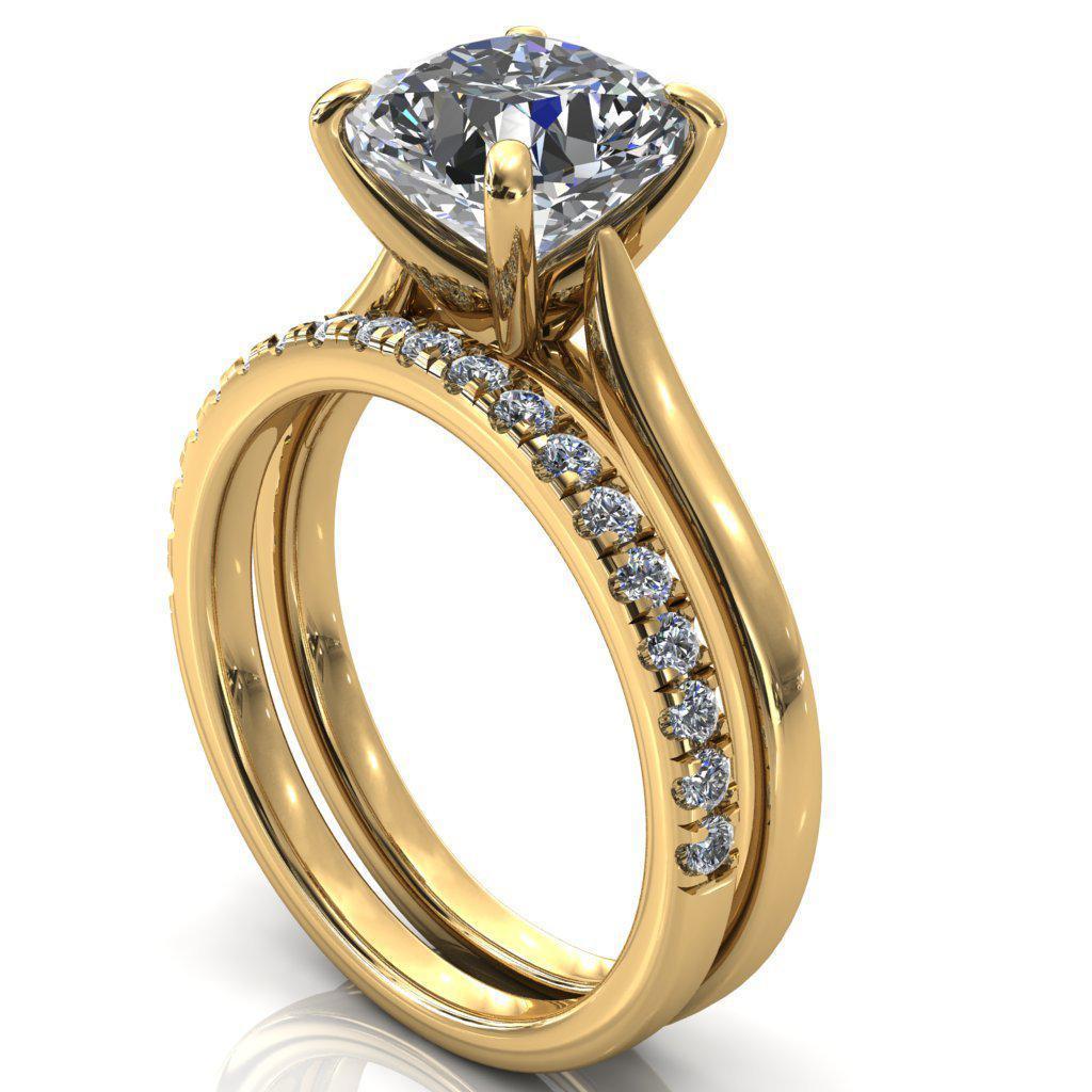 Darci Asscher Moissanite 4 Prong Cathedral Solitaire Engagement Ring-FIRE & BRILLIANCE