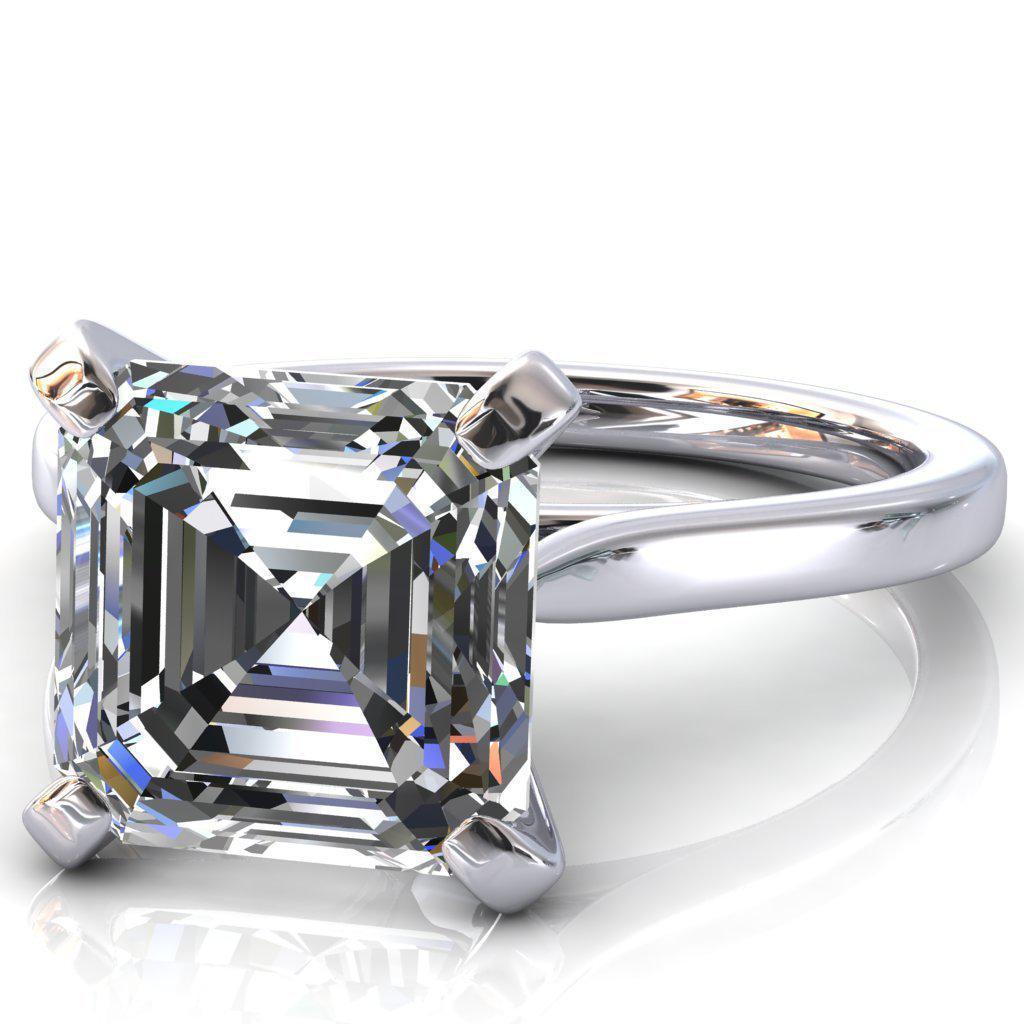 Darci Asscher Moissanite 4 Prong Cathedral Solitaire Engagement Ring-FIRE & BRILLIANCE