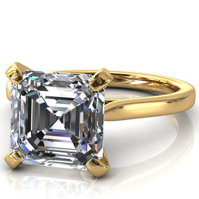 Darci Asscher Moissanite 4 Prong Cathedral Solitaire Engagement Ring-FIRE & BRILLIANCE