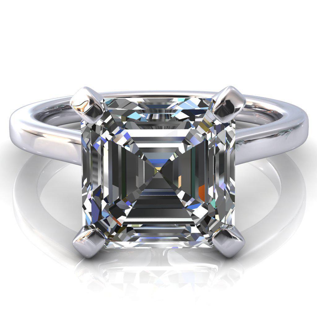 Darci Asscher Moissanite 4 Prong Cathedral Solitaire Engagement Ring-FIRE & BRILLIANCE