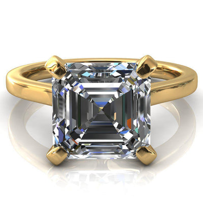 Darci Asscher Moissanite 4 Prong Cathedral Solitaire Engagement Ring-FIRE & BRILLIANCE