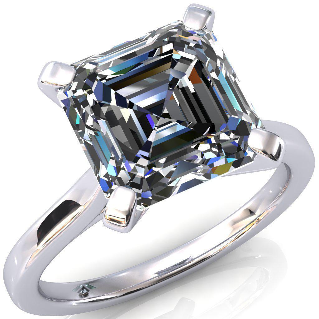 Darci Asscher Moissanite 4 Prong Cathedral Solitaire Engagement Ring-FIRE & BRILLIANCE