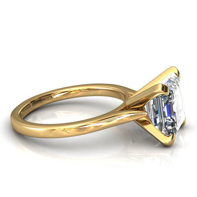 Darci Asscher Moissanite 4 Prong Cathedral Solitaire Engagement Ring-FIRE & BRILLIANCE