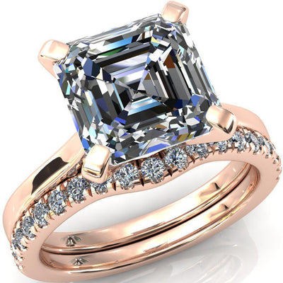 Darci Asscher Moissanite 4 Prong Cathedral Solitaire Engagement Ring-FIRE & BRILLIANCE