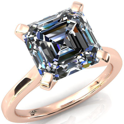 Darci Asscher Moissanite 4 Prong Cathedral Solitaire Engagement Ring-FIRE & BRILLIANCE