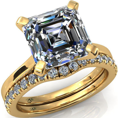 Darci Asscher Moissanite 4 Prong Cathedral Solitaire Engagement Ring-FIRE & BRILLIANCE