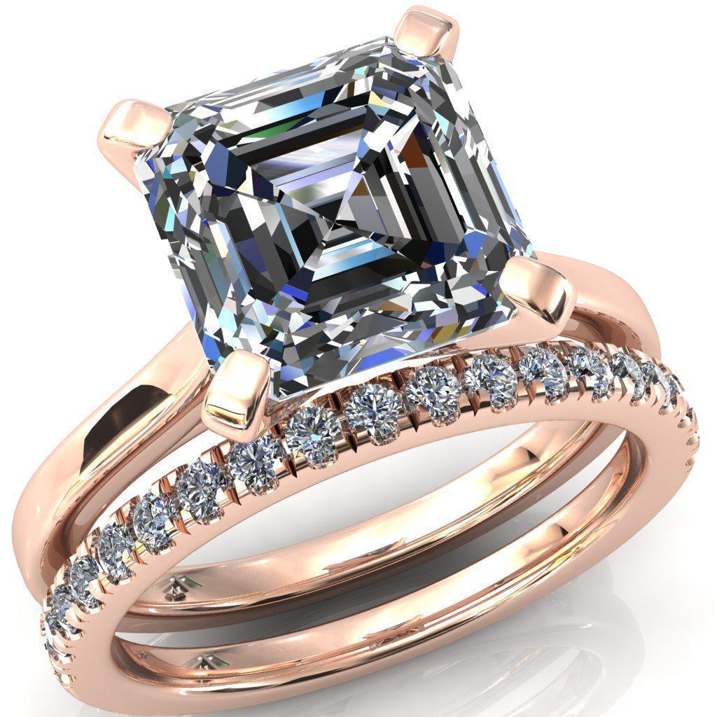 Darci Asscher Moissanite 4 Prong Cathedral Solitaire Engagement Ring-FIRE & BRILLIANCE