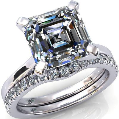 Darci Asscher Moissanite 4 Prong Cathedral Solitaire Engagement Ring-FIRE & BRILLIANCE
