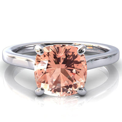 Darci Cushion Champagne Sapphire 4 Prong Cathedral Solitaire Engagement Ring-FIRE & BRILLIANCE