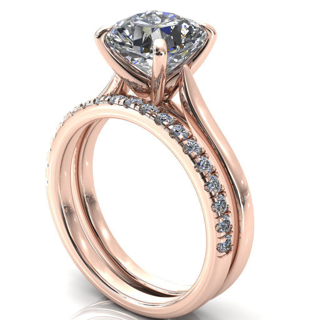 Darci Cushion Moissanite 4 Prong Cathedral Solitaire Engagement Ring-FIRE & BRILLIANCE