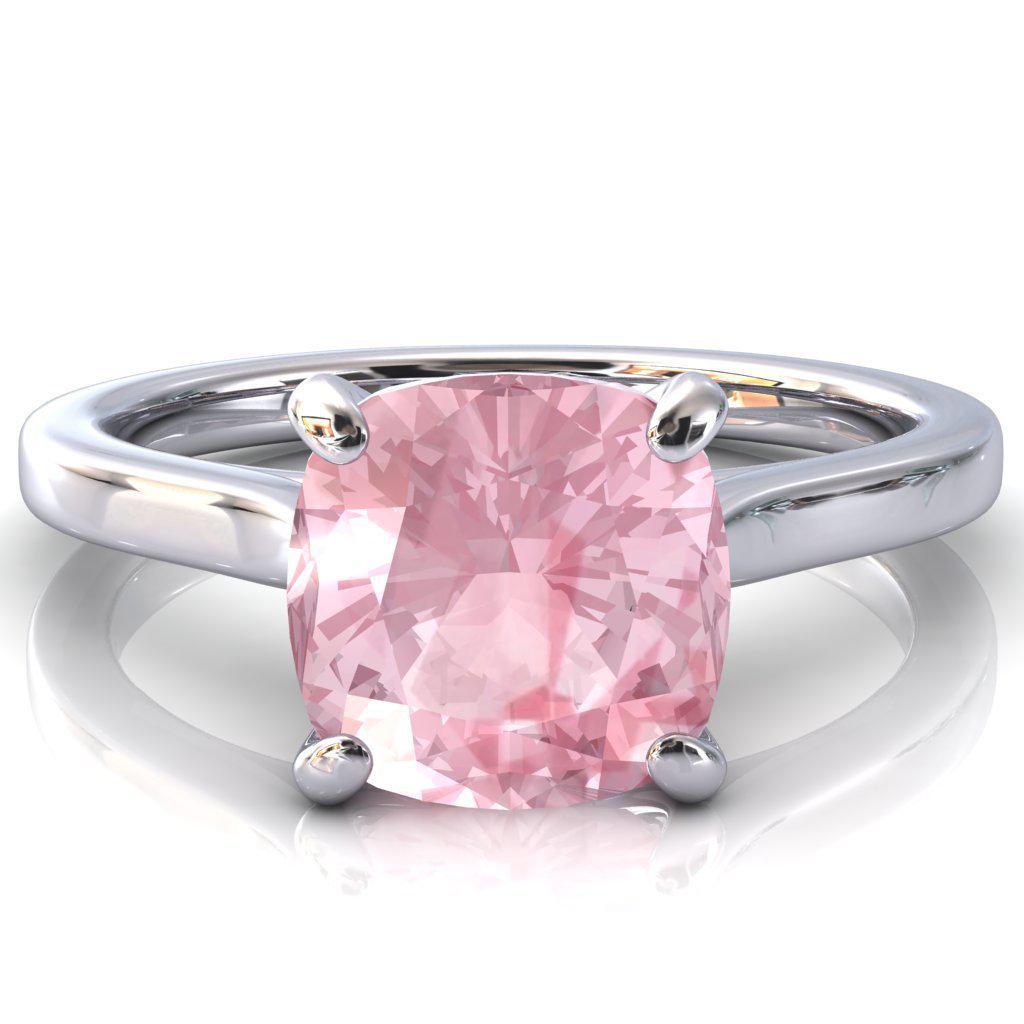 Darci Cushion Pink Sapphire 4 Prong Cathedral Solitaire Engagement Ring-FIRE & BRILLIANCE