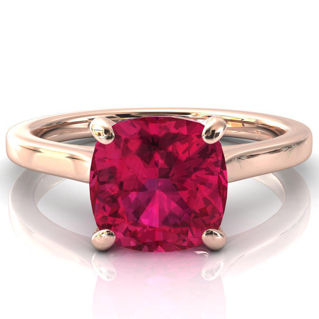 Darci Cushion Ruby 4 Prong Cathedral Solitaire Engagement Ring-FIRE & BRILLIANCE