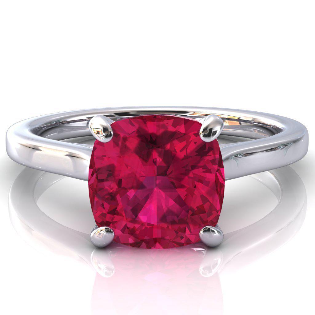 Darci Cushion Ruby 4 Prong Cathedral Solitaire Engagement Ring – FIRE ...