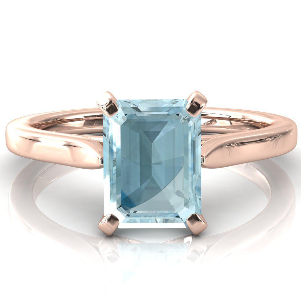 Darci Emerald Aqua Blue Spinel 4 Prong Cathedral Solitaire Engagement Ring-FIRE & BRILLIANCE