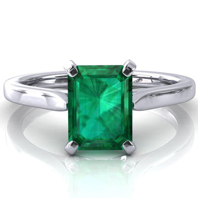 Darci Emerald Emerald 4 Prong Cathedral Solitaire Engagement Ring-FIRE & BRILLIANCE