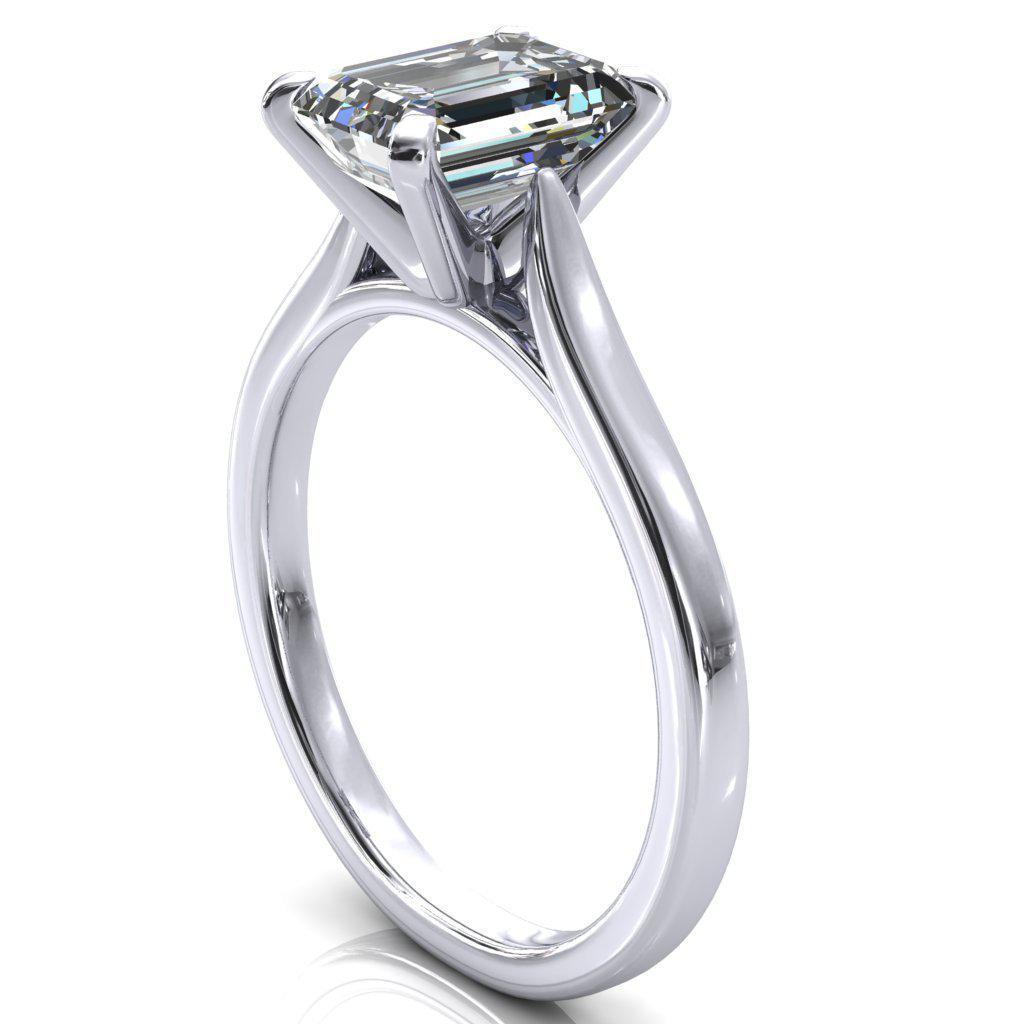 Darci Emerald Moissanite 4 Prong Cathedral Solitaire Engagement Ring-FIRE & BRILLIANCE