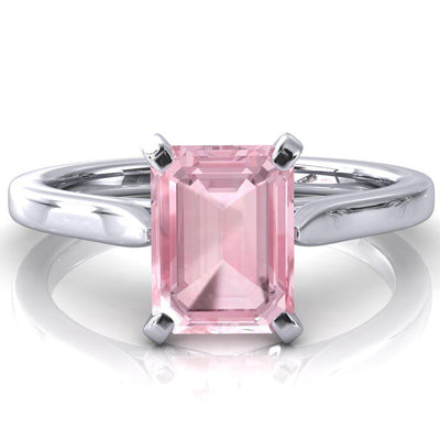 Darci Emerald Pink Sapphire 4 Prong Cathedral Solitaire Engagement Ring-FIRE & BRILLIANCE