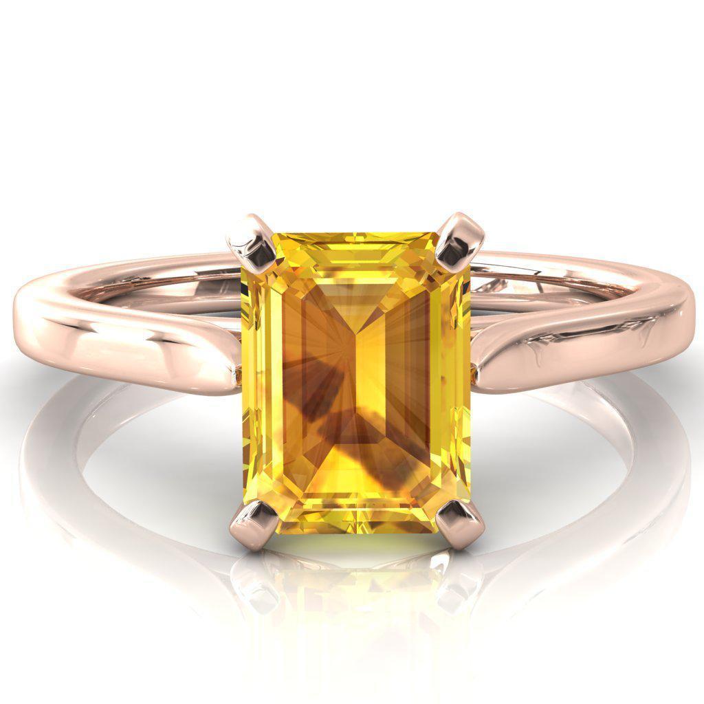 Darci Emerald Yellow Sapphire 4 Prong Cathedral Solitaire Engagement Ring-FIRE & BRILLIANCE