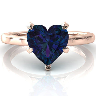 Darci Heart Alexandrite 5 Prong Cathedral Solitaire Engagement Ring-FIRE & BRILLIANCE